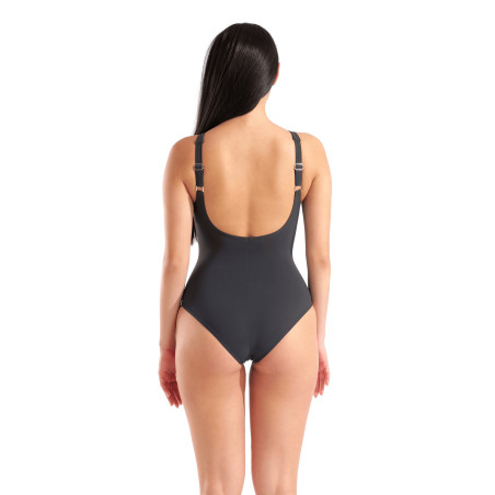 Arena BODYLIFT CARLA U BACK - NIGHT GREY-FAIRY ROSE MULTI - Maillot Aquagym & Piscine Femme 1 pièce | Les4Nages
