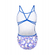  Arena SWIMSUIT LACE BACK ALLOVER Neon Blue Multi - Maillot Natation Femme 1 piece