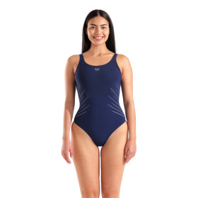 Arena BODYLIFT ISA SQUARED BACK - NAVY-ICE- Maillot Aquagym & Piscine Femme 1 pièce