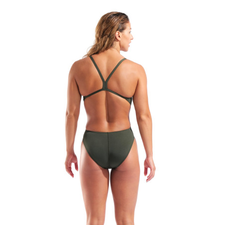 Arena TEAM SOLID Challenge Back DARK SAGE-SHOCKING PINK - Maillot de bain femme 1 pièce | Les4Nages