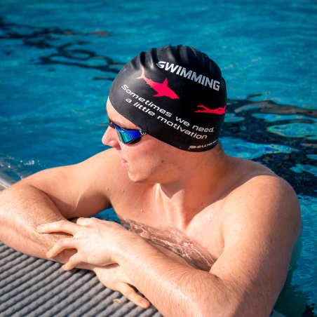 Bonnet SWEAMS Shark Motivation - Red White | Les4Nages