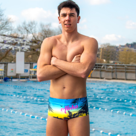 SWEAMS TRUNKS ALOHA YELLOW - Boxer Natation Homme | Les4Nages