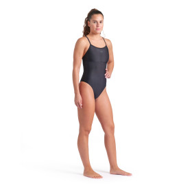 Arena SOLID SWIMSUIT LIGHTDROP BACK Black Black - Maillot Natation Femme 