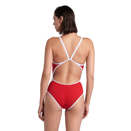 Arena ICONS Super Fly Back Solid RED White - Maillot Natation Femme | Les4Nages