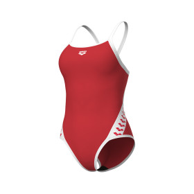 Arena ICONS Super Fly Back Solid RED White - Maillot Natation Femme 1 piece