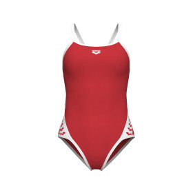 Arena ICONS Super Fly Back Solid RED White - Maillot Natation Femme 1 piece