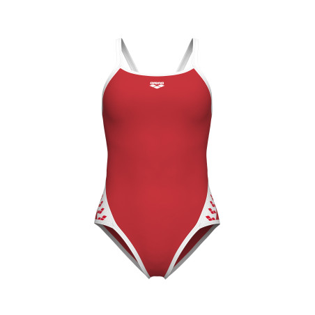 Arena ICONS Super Fly Back Solid RED White - Maillot Natation Femme 1 piece | Les4Nages