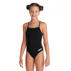 Arena Girls (6-14 ans) Team Swimsuit SOLID Challenge Back - Black White - Maillot Fille Natation