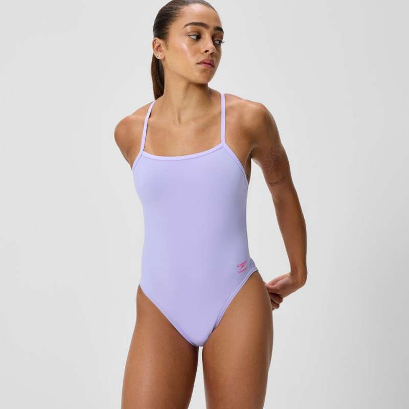 Speedo SOLID V-BACK 2.0 PURPLE / PURPLE - Maillot femme 1 pièce | Les4Nages