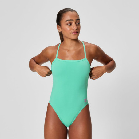 Speedo SOLID V-BACK 2.0 BLUE BLUE- Maillot femme 1 pièce | Les4Nages