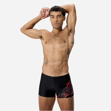 SPEEDO ECO MEDLEY logo Aquashort Black Red | Les4Nages