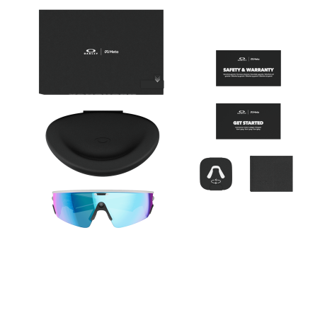 OAKLEY META VANGUARD IA White Prizm Saphir - Lunettes solaires connectées avec Caméra et écouteurs intégrés | Les4Nages OAKLEY META VANGUARD IA White Prizm Saphir - Lunettes solaires connectées avec Caméra et écouteurs intégrés | Les4Nages