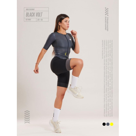 ZEROD TTSuit RACER Black Volt - Trifonction Triathlon femme manches courtes | Les4Nages ZEROD TTSuit RACER Black Volt - Trifonction Triathlon femme manches courtes | Les4Nages