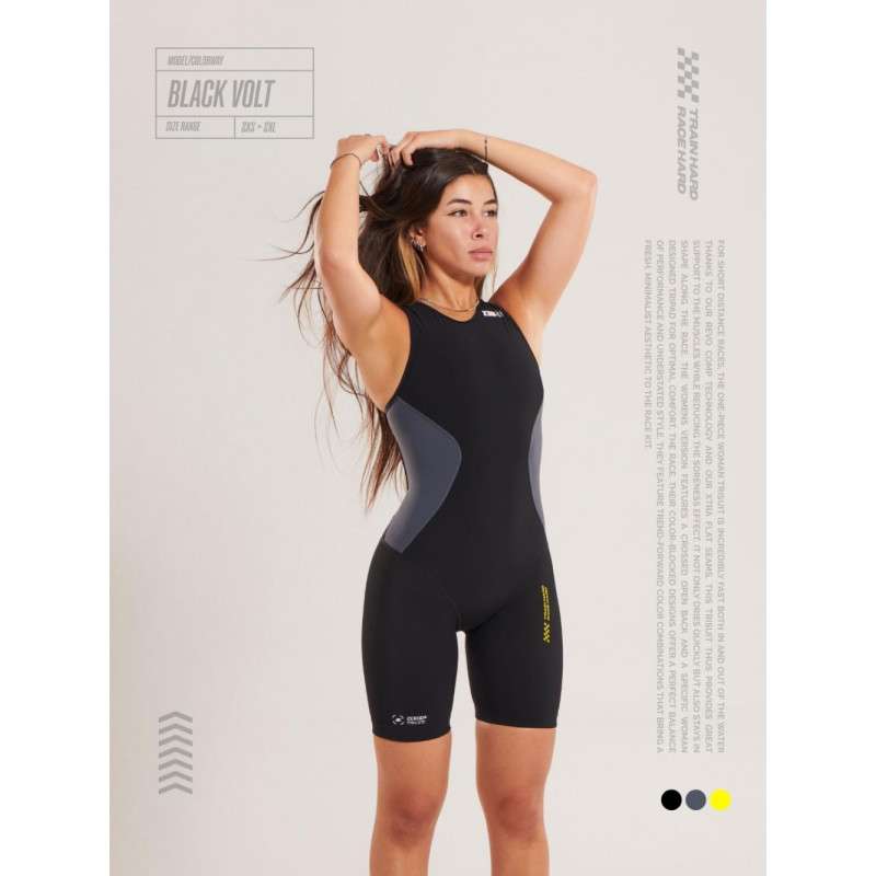 ZEROD RACER Black Volt - Trifonction Triathlon Femme sans manches | Les4Nages