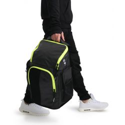 ARENA Spiky 3 Backpack 45 litres - Dark Smoke Neon Yellow - Sac à Dos Natation, Sport et Piscine 