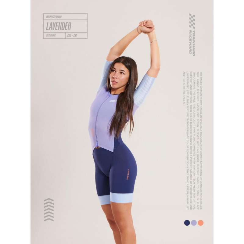 ZEROD TTSuit RACER Lavender - Trifonction Triathlon femme manches courtes | Les4Nages