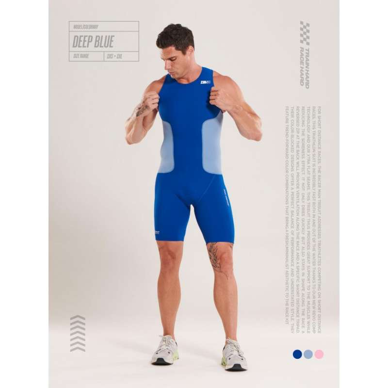 ZEROD RACER DeepBlue - Trifonction Triathlon Homme sans manches | Les4Nages
