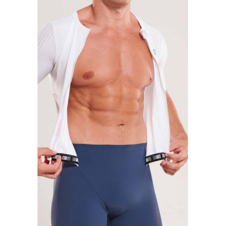 ZEROD TTSuit RACER Smoke White - Trifonction Triathlon Homme manches courtes | Les4Nages