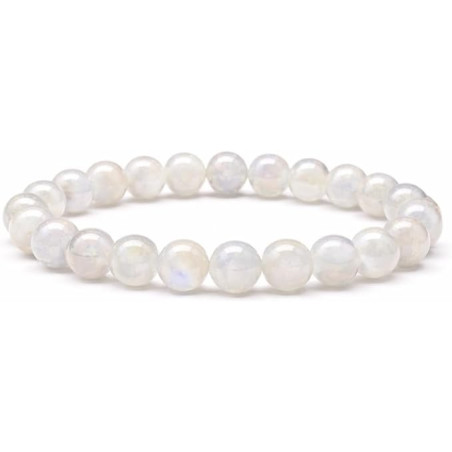 Bracelet Pierres Naturelles PIERRE DE LUNE BLANCHE 8mm - KIREI PARIS BIJOUX | Les4Nages