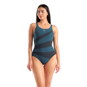 Arena SHAPEWEAR Isabella Wing Back Mangrove Night Grey - Maillot de bain Aquagym & Piscine Femme 1 pièce