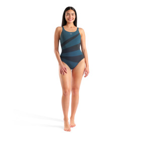 Arena SHAPEWEAR Isabella Wing Back Mangrove Night Grey - Maillot de bain Aquagym & Piscine Femme 1 pièce