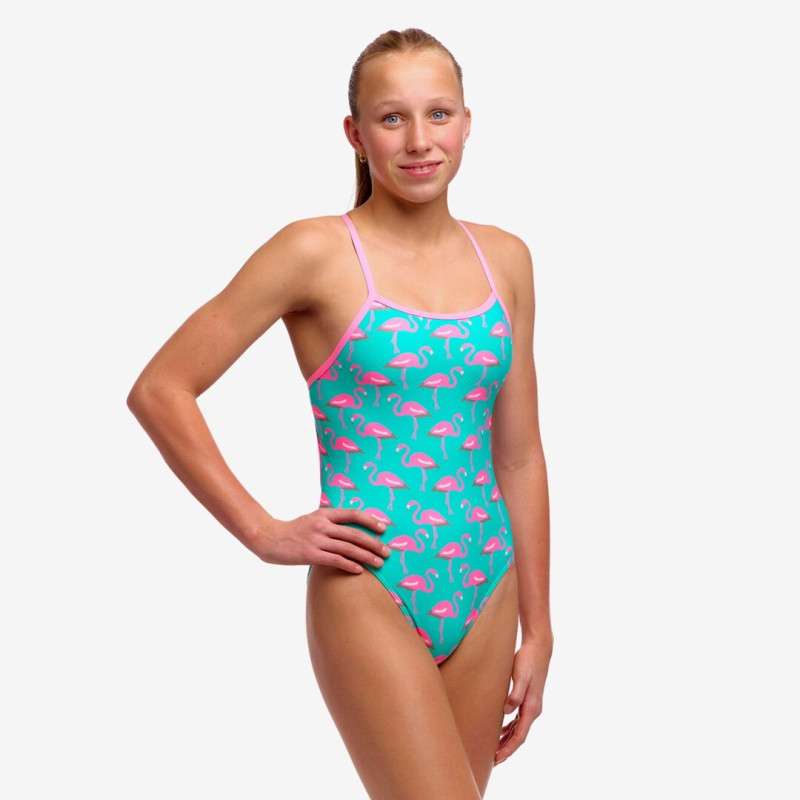 Funkita Girl (8-14ans) Go Flamingo! - Single Strap - Maillot fille 1 pièce | Les4Nages