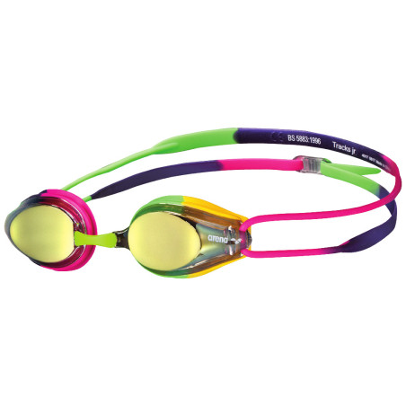 Arena TRACKS MIRROR Junior - Violet Fuschia Green - Lunettes Natation Junior | Les4Nages