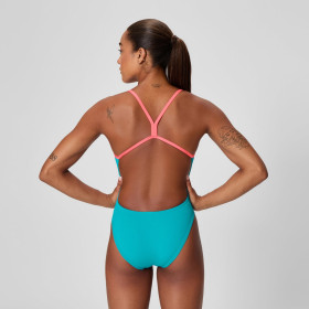 Speedo SOLID V-BACK 2.0 Turquoise Pink - Maillot femme 1 pièce
