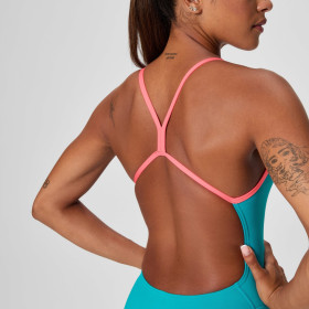 Speedo SOLID V-BACK 2.0 Turquoise Pink - Maillot femme 1 pièce