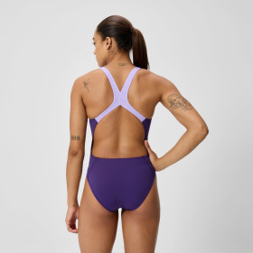 Speedo SOLID Powerback Violet - Maillot femme 1 pièce