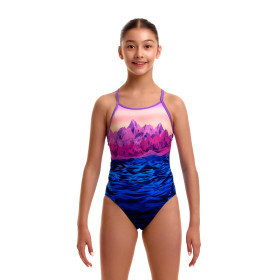 FUNKITA Girl (8-14ans) Pink Peaks Diamond Back - Maillot Fille natation 1 piece
