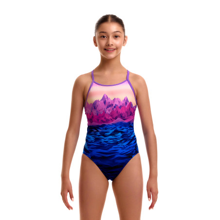 FUNKITA Girl (8-14ans) Pink Peaks Diamond Back - Maillot Fille natation 1 piece | Les4Nages