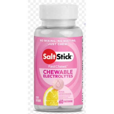 SALTSTICK Fastchews Pink Lemonade - Boite de 60 pastilles electrolyte à croquer | Les4Nages SALTSTICK Fastchews Pink Lemonade - Boite de 60 pastilles electrolyte à croquer | Les4Nages