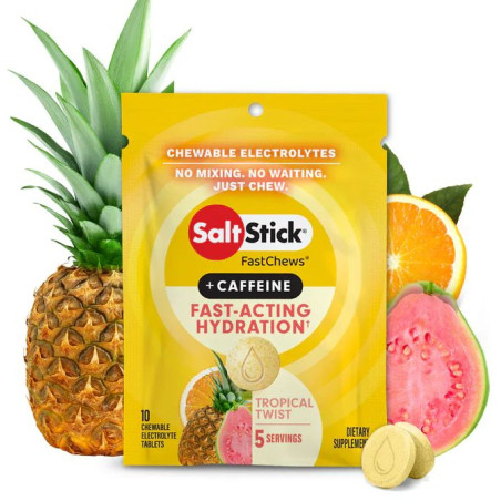 Pastilles electrolyte à croquer SALTSTICK Fastchew - Saveur Tropical Twist + CAFFEINE - 10 pastilles | Les4Nages Pastilles electrolyte à croquer SALTSTICK Fastchew - Saveur Tropical Twist + CAFFEINE - 10 pastilles | Les4Nages