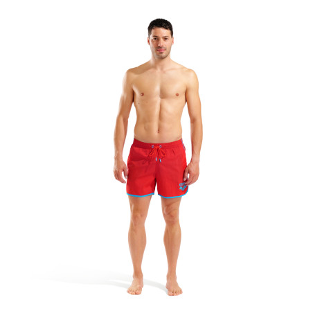 Short de Plage ARENA Men\'s Arena Big Logo Borders Beach Short RED-TURQUOISE | Les4Nages Short de Plage ARENA Men\'s Arena Big Logo Borders Beach Short RED-TURQUOISE | Les4Nages