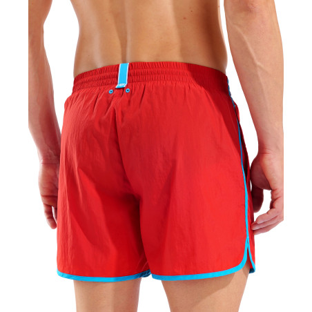 Short de Plage ARENA Men\'s Arena Big Logo Borders Beach Short RED-TURQUOISE | Les4Nages Short de Plage ARENA Men\'s Arena Big Logo Borders Beach Short RED-TURQUOISE | Les4Nages
