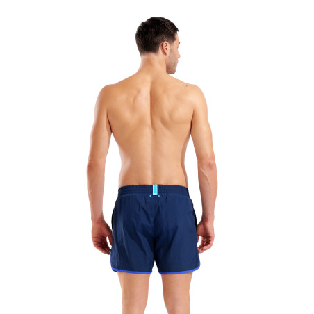Short de Plage ARENA Men\'s Arena Big Logo Borders Beach Short NAVY-NEON BLUE | Les4Nages