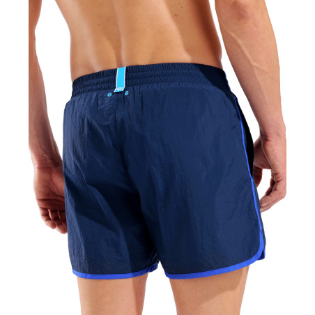 Short de Plage ARENA Men\'s Arena Big Logo Borders Beach Short NAVY-NEON BLUE | Les4Nages