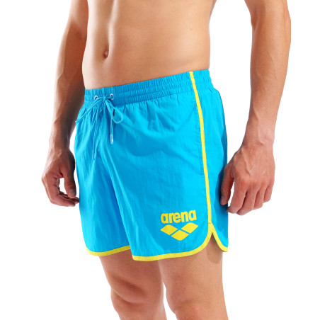 Short de Plage ARENA Men\'s Arena Big Logo Borders Beach Short TURQUOISE-YELLOW STAR | Les4Nages