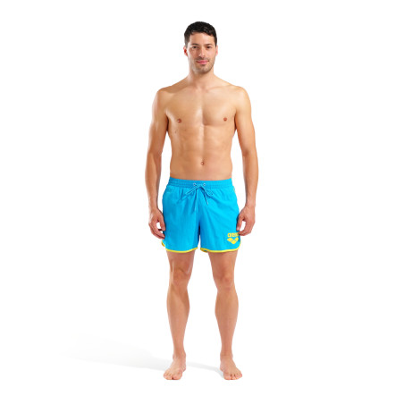 Short de Plage ARENA Men\'s Arena Big Logo Borders Beach Short TURQUOISE-YELLOW STAR | Les4Nages
