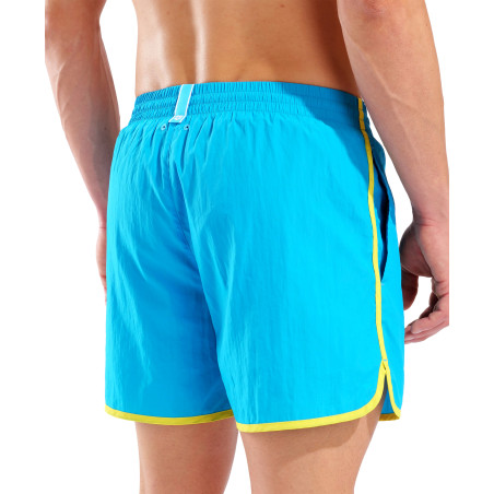 Short de Plage ARENA Men\'s Arena Big Logo Borders Beach Short TURQUOISE-YELLOW STAR | Les4Nages