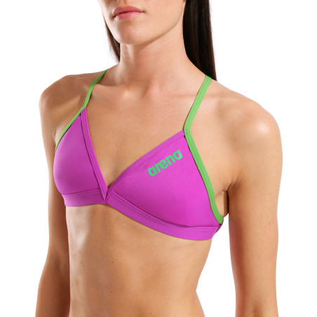Haut de Maillot 2 pièces ARENA SOLID Team Swim Top VERY FUCHSIA-TEAM GREEN | Les4Nages