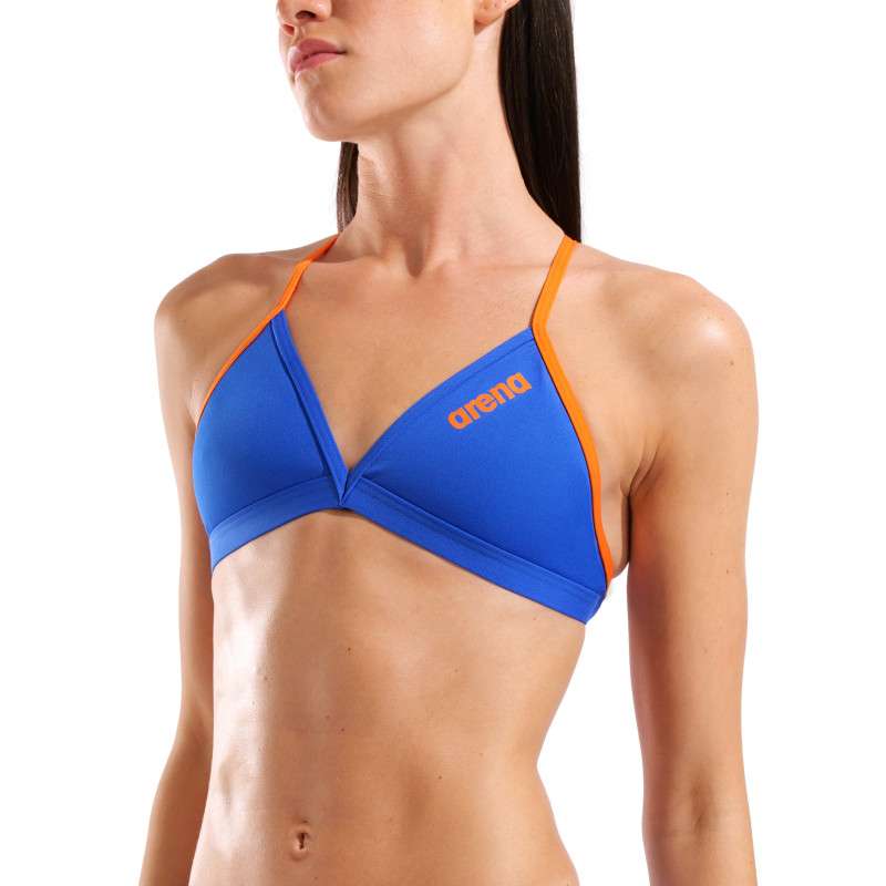 Haut de Maillot 2 pièces ARENA SOLID Team Swim Top NEON BLUE-TEAM ORANGE | Les4Nages