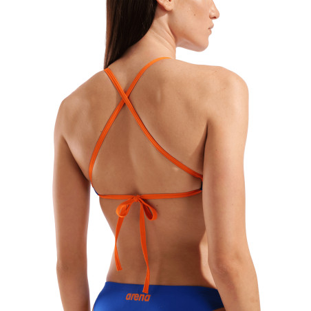 Haut de Maillot 2 pièces ARENA SOLID Team Swim Top NEON BLUE-TEAM ORANGE | Les4Nages