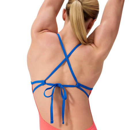 Speedo FL SOLID Tie Back Orange Blue - Maillot femme 1 pièce | Les4Nages