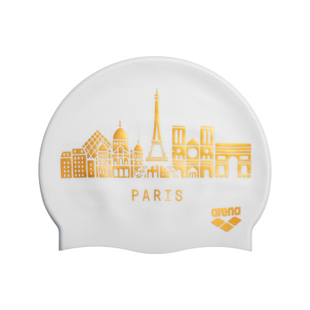 Bonnet ARENA FLAT SILICONE SKYLINE White - Edition Limitée Paris 2026 | Les4Nages
