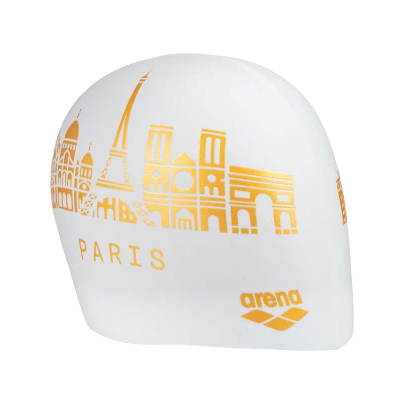 Bonnet ARENA FLAT SILICONE SKYLINE White - Edition Limitée Paris 2026 | Les4Nages