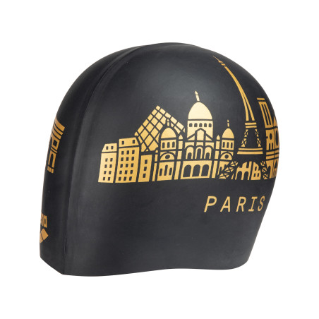 Bonnet ARENA FLAT SILICONE SKYLINE Black - Edition Limitée Paris 2026 | Les4Nages