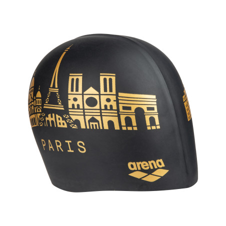 Bonnet ARENA FLAT SILICONE SKYLINE Black - Edition Limitée Paris 2026 | Les4Nages