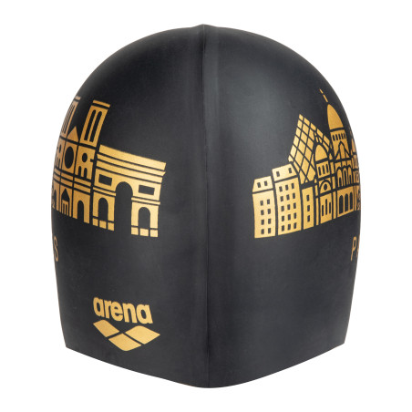 Bonnet ARENA FLAT SILICONE SKYLINE Black - Edition Limitée Paris 2026 | Les4Nages
